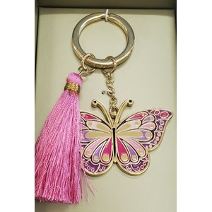 Butterfly Keychain Keyring - Enamel with Tassel