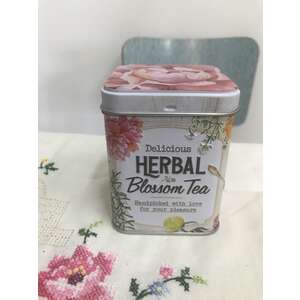 Small Tea Storage Tin - Herbal - Hinged Lid 