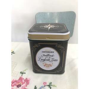 Small Tea Storage Tin - English - Hinged Lid