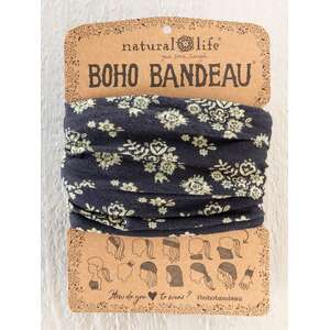 Natural Life Full Boho Bandeau | Black Folk Cluster | Headband Hair Scarf