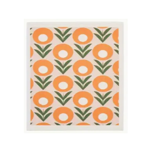 Orange Flower - Swedish Style Dish Cloth - Retro Design