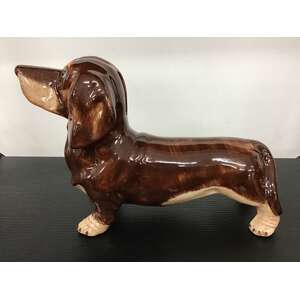 Dachshund Sausage Dog Money Box | Ceramic | Tan | Hand Painted | 16 cm Tall
