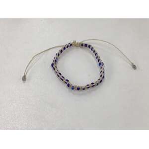 Hand Made Boho Macrame Seed Bead Bracelet - Blue 