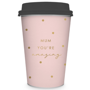 Mum You're Amazing Travel Mug - Pink Dots