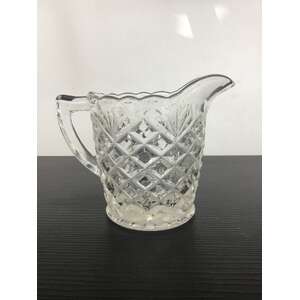 VINTAGE Depression Glass Creamer Jug - Crown Crystal Australia - Diamond & Fan