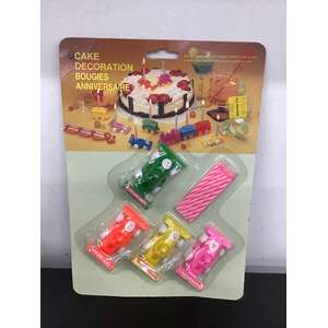 VINTAGE Birthday Cake Candles & Holders - Race Cars