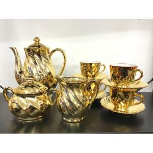 VINTAGE Gold Swirl Coffee Set - Made in Japan - Ceramic