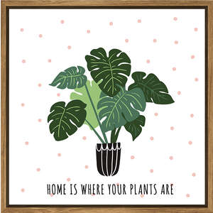 Monstera Plant Print - Framed Canvas Artwork - Home Is Where Your Plants Are