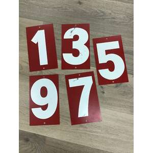 VINTAGE Metal Service Station Price Number Set - Double Sided - Red White - 25 x 15 cm
