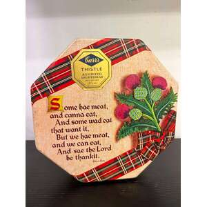 VINTAGE Carr's of Carlisle - Motto Tin - Robert Burns - Thistle