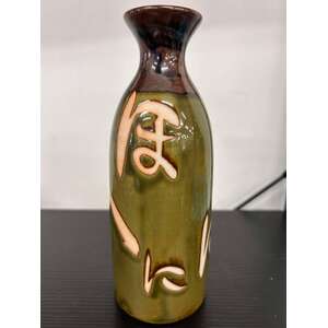 Vintage Grizelle Japan Sake Bottle - Green Glazed Pottery