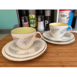 VINTAGE Fern Foley Bone China Trio x 2 - Maureen Tanner