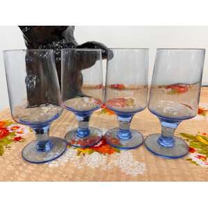 Vintage Blue Aperitif - Port - Wine Glass Set x 4 