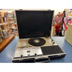 VINTAGE HMV Solid State 808 Portable Record Player in Case - H7-8P 