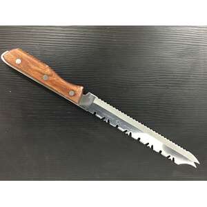 RETRO Sakana Japan Serrated Edge Knife - Wooden Handle - Frozen Meat 