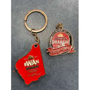 Retro Swan Draught Bottle Opener Keyring Keychain x 2