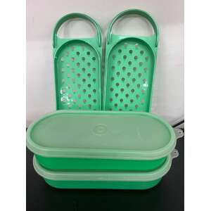 RETRO Tupperware Grated Cheese Container & Grater Set - Green