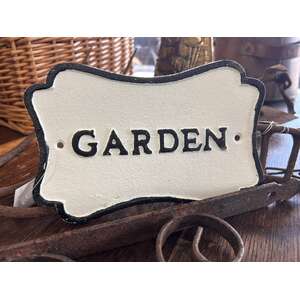 Garden Cast Iron Sign - Black & White