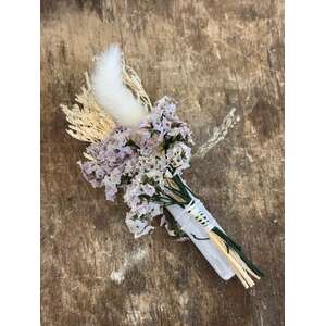 Dried Flower Posy With Selenite Crystal - Purple - Handmade