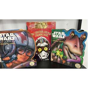 Vintage 1999 Star Wars Episode 1 Colouring & Pop-out Books - Anakin Jar Jar Droids