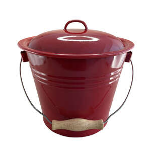 Falcon Enamel Bucket w Handle - Red with Lid - 5L