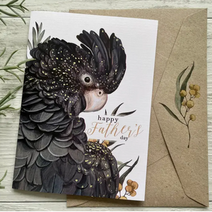 Black Cockatoo Father's Day Card - Handmade