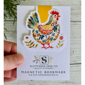 Folk Art Chicken Magnetic Bookmark - Yellow