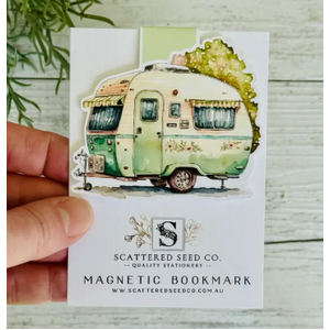 Vintage Caravan Magnetic Bookmark - Green