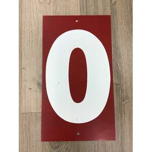 VINTAGE Metal Service Station Price Number - 0 1 - Double Sided - Red White - 40 x 22.5 cm