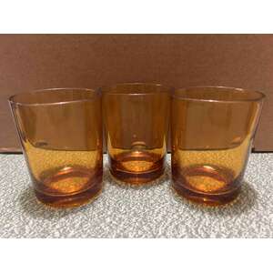 RETRO Amber Glass Tumblers - Set of 3 - Made in France - Drinking Glasses