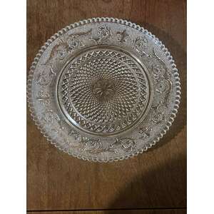 RETRO Hasegawa Glass Serving Plate - Elizabeth Pattern - 24.5 cm