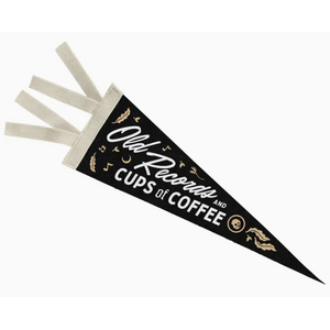 Old Records & Coffee Pennant Flag - Gold St Press