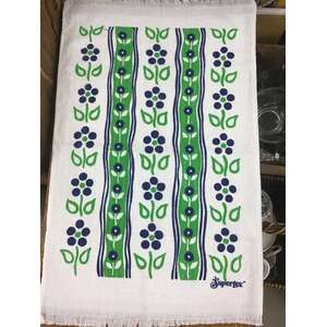 RETRO Supertex Australia Tea Towel - Green & Blue Flower Print 
