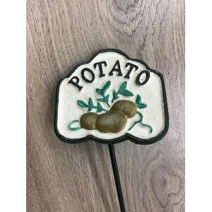 Cast Iron Potato Sign on Spike for Garden - Plant Label
