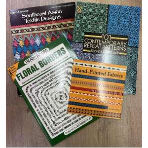 Lot of 4 Arts & Crafts 1980s Books - Patterns Textiles Borders