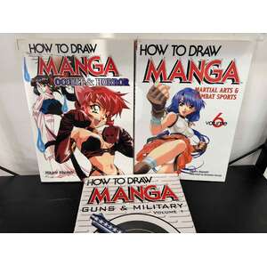 How To Draw MANGA Books x 3 - Martial Arts 6 - Occult & Horror - Guns & Military 1