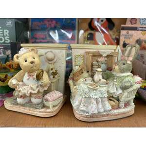 RETRO FIGI Snuggle Buddies Book Ends - Time for Tea - 1996