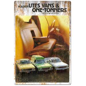 Holden Utes Vans & One-Tonners -  Retro Tin Sign - 20 x 30 cm Portrait