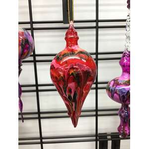 Red Blown Glass Painted Baubles - Made In WA - Pointed
