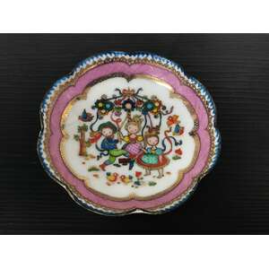 VINTAGE Arta Austria Enamel Trinket Dish - Pink - Folk Art 