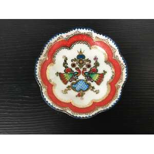 VINTAGE Arta Austria Enamel Trinket Dish - Red Peacock