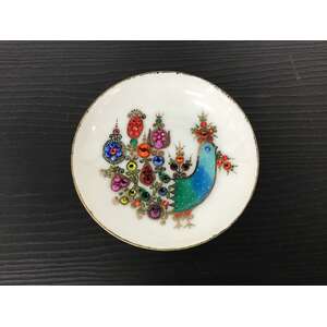 VINTAGE Arta Austria Enamel & Rhinestone Dish - Bird