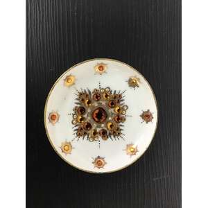 VINTAGE Arta Austria Enamel & Rhinestone Dish - White & Amber 
