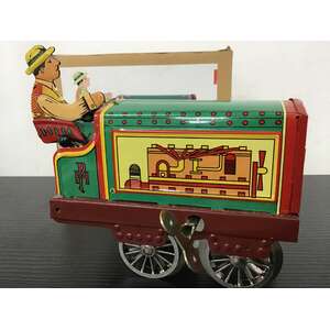 Tractor w Driver - Wind Up Tin Toy 