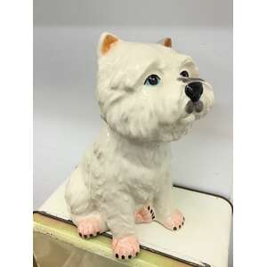 White Westie Dog Money Box - Ceramic - Hand Painted - 20 cm Tall