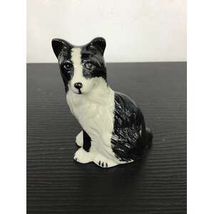 Ceramic Border Collie Dog Ornament - Sitting - 6.5 cm