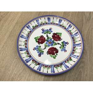 VINTAGE J Graf Stoob Pottery Wall Plate - Austria - 3 Flower Design - 24.5 cm