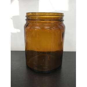 VINTAGE Amber Glass Jar - Screw Top - 14 cm Tall 