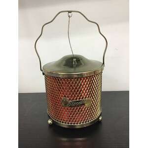 VINTAGE English Biscuit Tin w Metal Surround & Hinged Lid