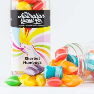 Rock Candy - Sherbet Humbugs - Australian Sweet Co - 170g Jar